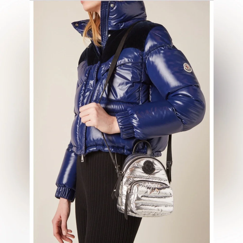 Moncler Silver Metallic Mini Puffer Backpack - Picture 3 of 10